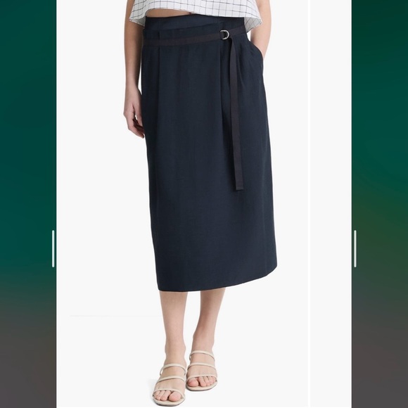 Vince Belted Midi Skirt in Coastal Size 6 - Picture 4 of 10